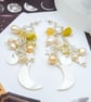 Pearl Earrings - Celestial Sterling Silver Lemon Quartz Gemstone Beaded Earrings
