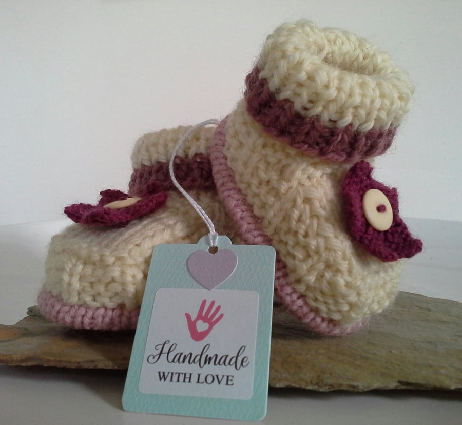 Luxury Pure Merino 'Jeager' Wool Girl's Designer Booties  0-3 months size