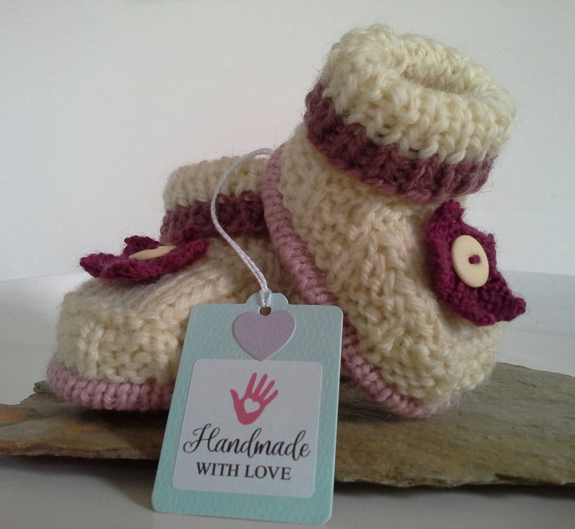 Luxury Pure Merino 'Jeager' Wool Girl's Designer Booties  0-3 months size