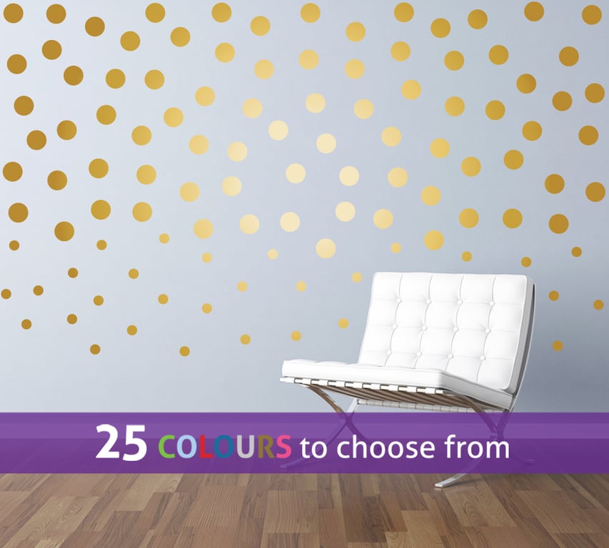 80  2 inch, 30  1 inch POLKA DOTS gold matt metallic spots wall stickers decals