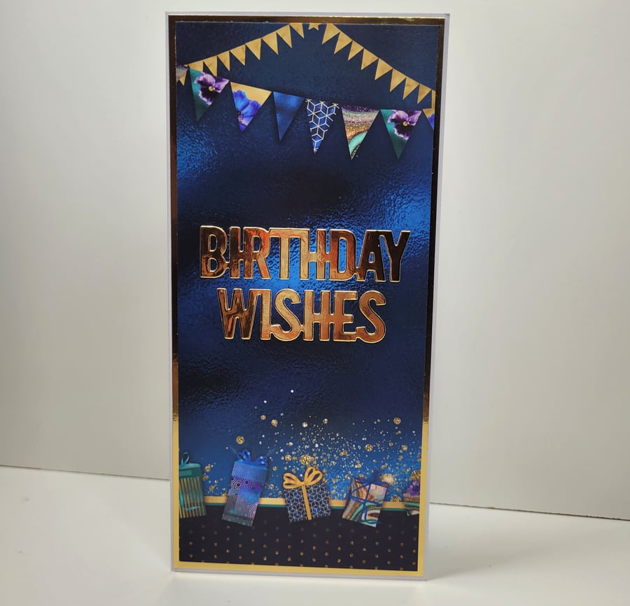 Birthday Wishes - Luxury Slimline Birthday Card