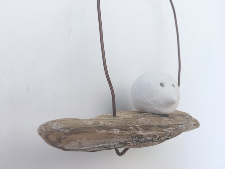 Bird on a Driftwood wire, wire art, wall art, sculpture, driftwood art 