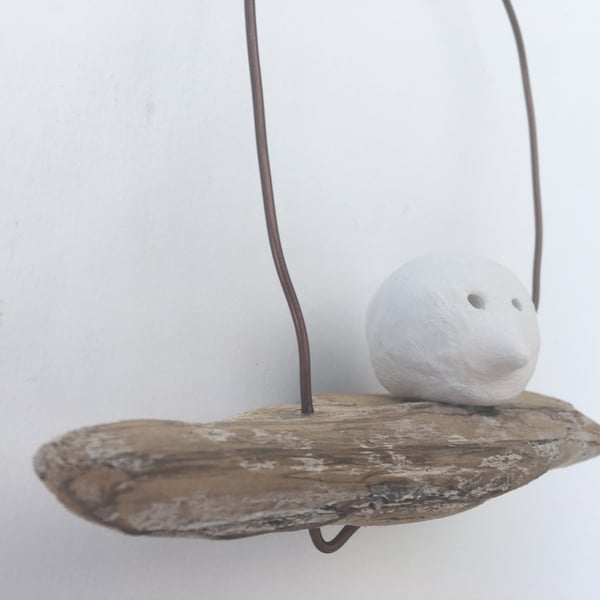 Bird on a Driftwood wire, wire art, wall art, sculpture, driftwood art 