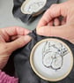 Handmade fabric Barn owl decorations, mini hoop hanging decoration, grey - Image 7