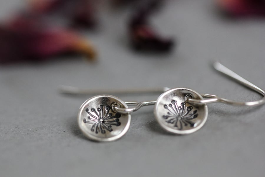Silver Dandelion Earrings