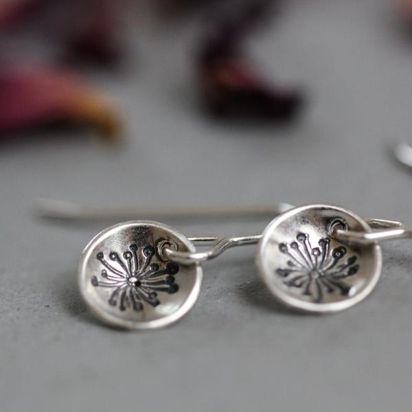 Silver Dandelion Earrings