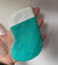 Summer seconds - aqua with gold stars - Mini Christmas stocking - super cute