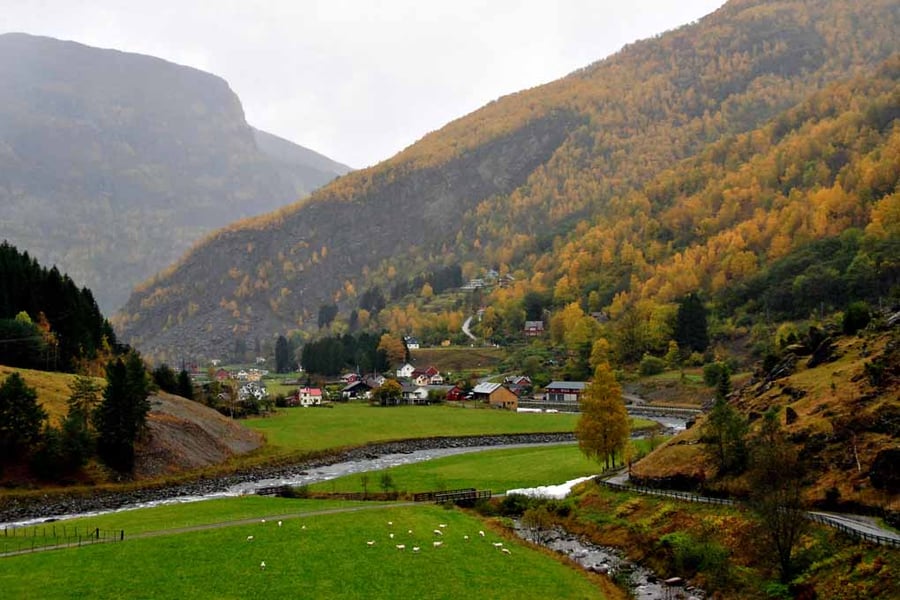 Flamsdalen Valley Flam Norway Scandinavia 18"x12" Print