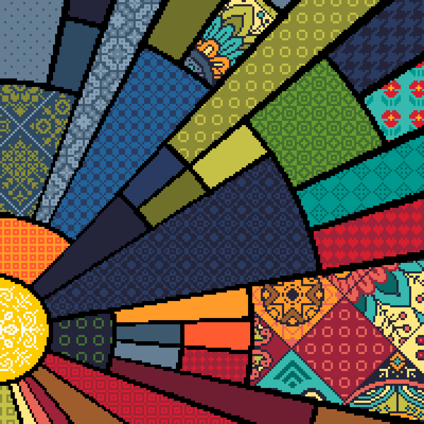 276 - Cross Stitch Pattern: Patchwork Sun Quilt - Ottoman Bohemian Design (PDF)