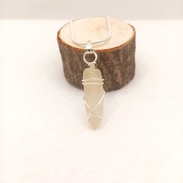 Wire-wrapped Sea Glass Necklace 