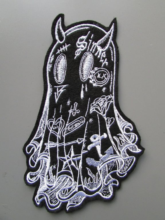 Black Ghost Embroidered Sew on Applique Patch