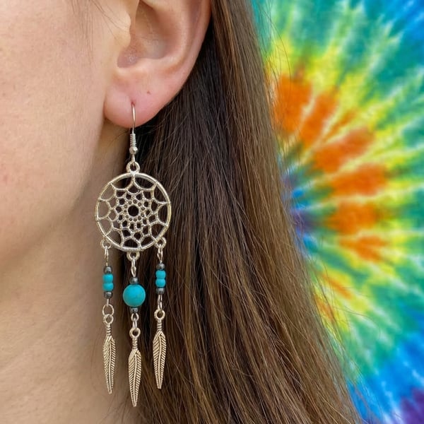 Silver Dream Catcher Earrings
