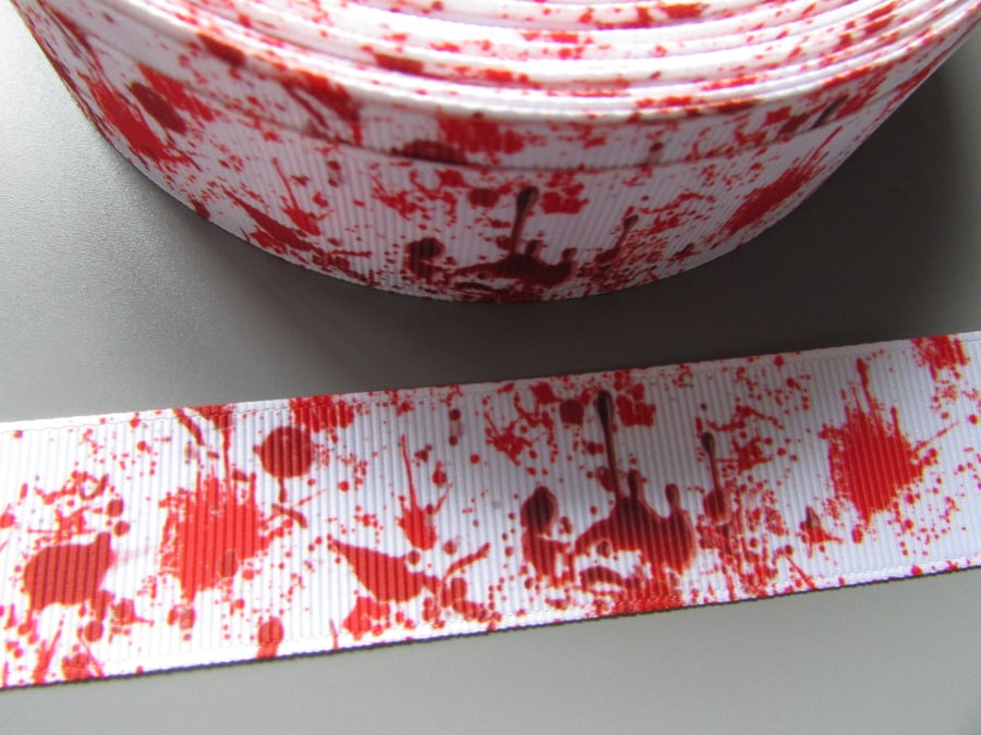 Zombie Blood Splatter Horror Grosgrain Ribbon x 1 metre