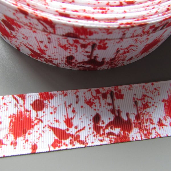 Zombie Blood Splatter Horror Grosgrain Ribbon x 1 metre