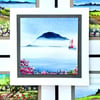 Open Occasion Card Of Ailsa Craig Scotland And Sea Pink  Blank Inside
