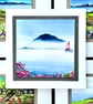 Open Occasion Card Of Ailsa Craig Scotland And Sea Pink  Blank Inside - Image 1