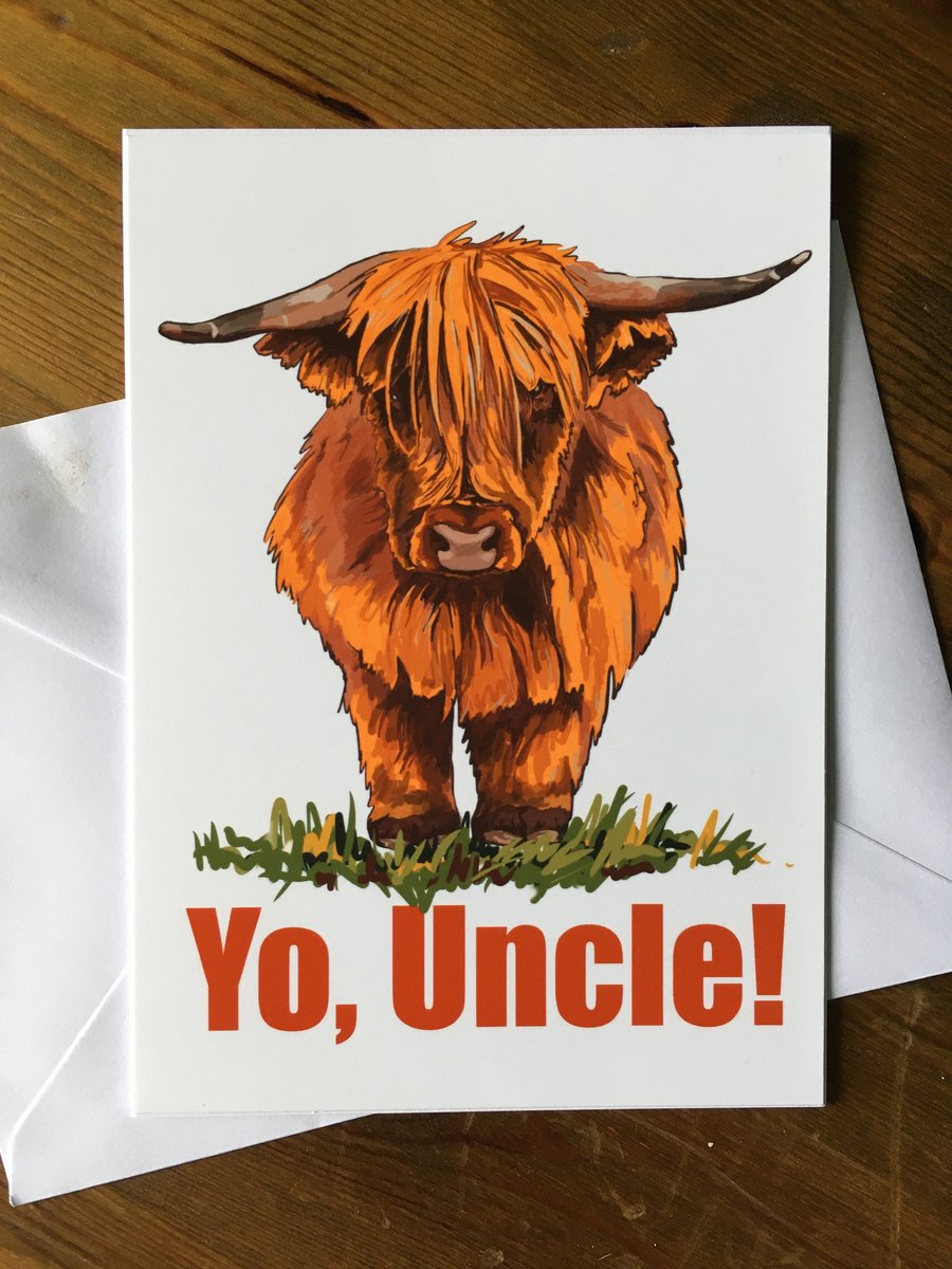 Uncle, Highland Cow Greetings Card