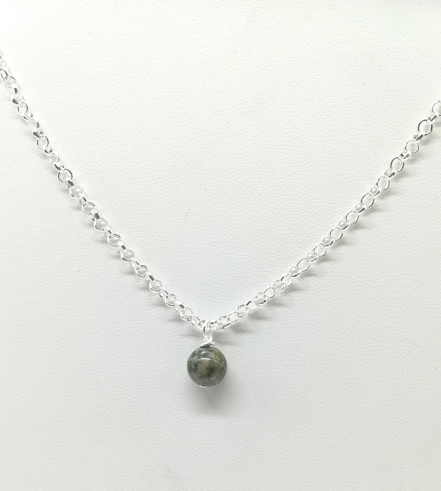 Handcrafted WireWrapped Preseli Bluestone Minimalist,Single Bead Pendant, Gift 
