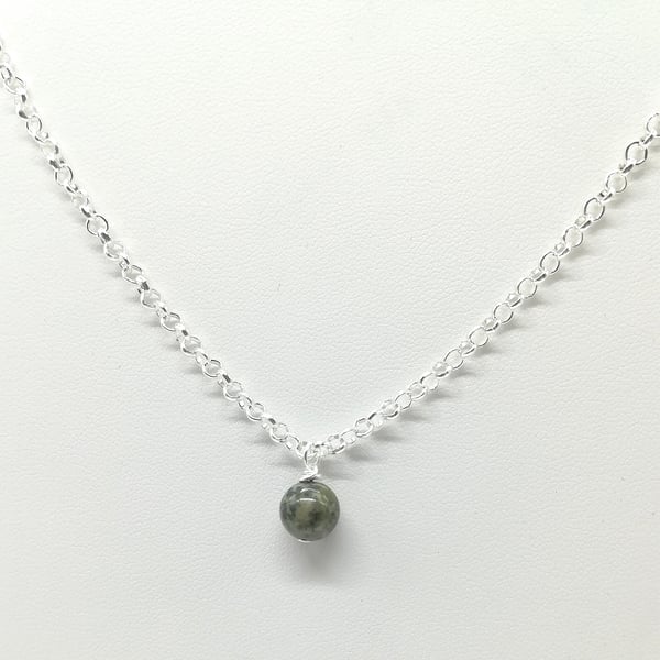 Handcrafted WireWrapped Preseli Bluestone Minimalist,Single Bead Pendant, Gift 