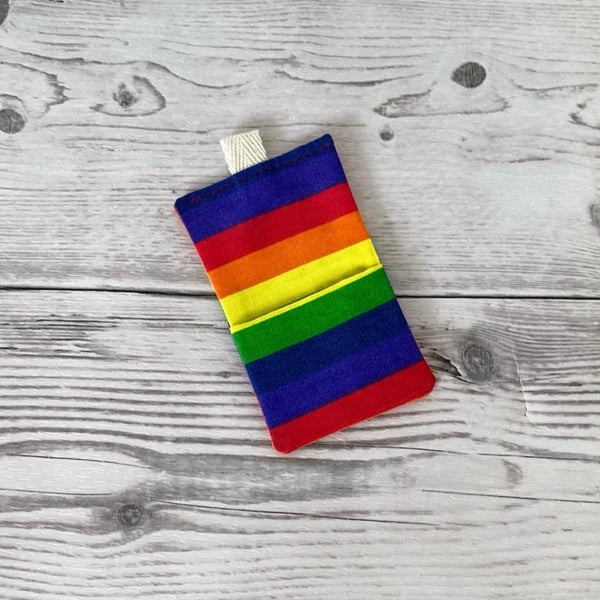 Rainbow Striped Fabric Gift Card Holder.