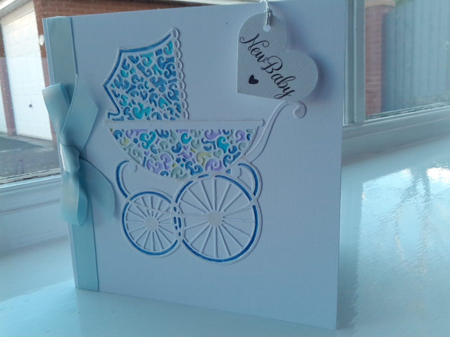 New baby boy pram card personalised
