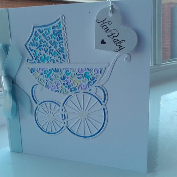 New baby boy pram card personalised