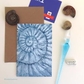 Ammonite blank greeting card notecard fossil spiral no.34 plastic free