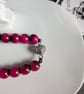 Pink and red heart beaded bracelet with unicorn  - Image 4