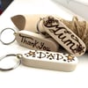 Custom Names Hand Burned Pyrography Wooden Peronalised Keyring