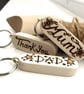 Custom Names Hand Burned Pyrography Wooden Peronalised Keyring - Image 1
