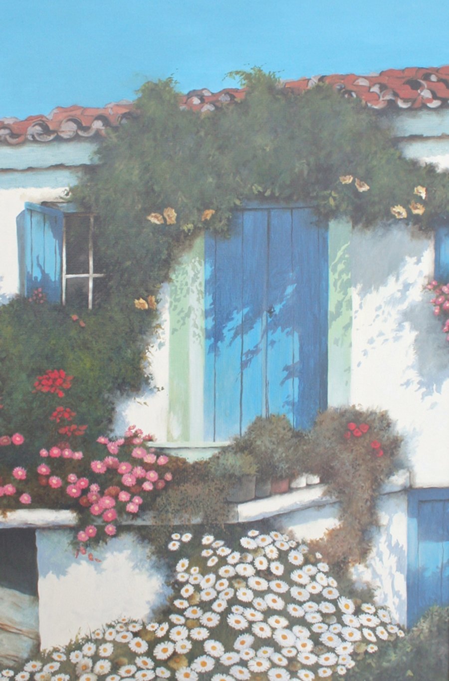 Skiathos The Blue Door. Framed Special Edition Canvas Print 