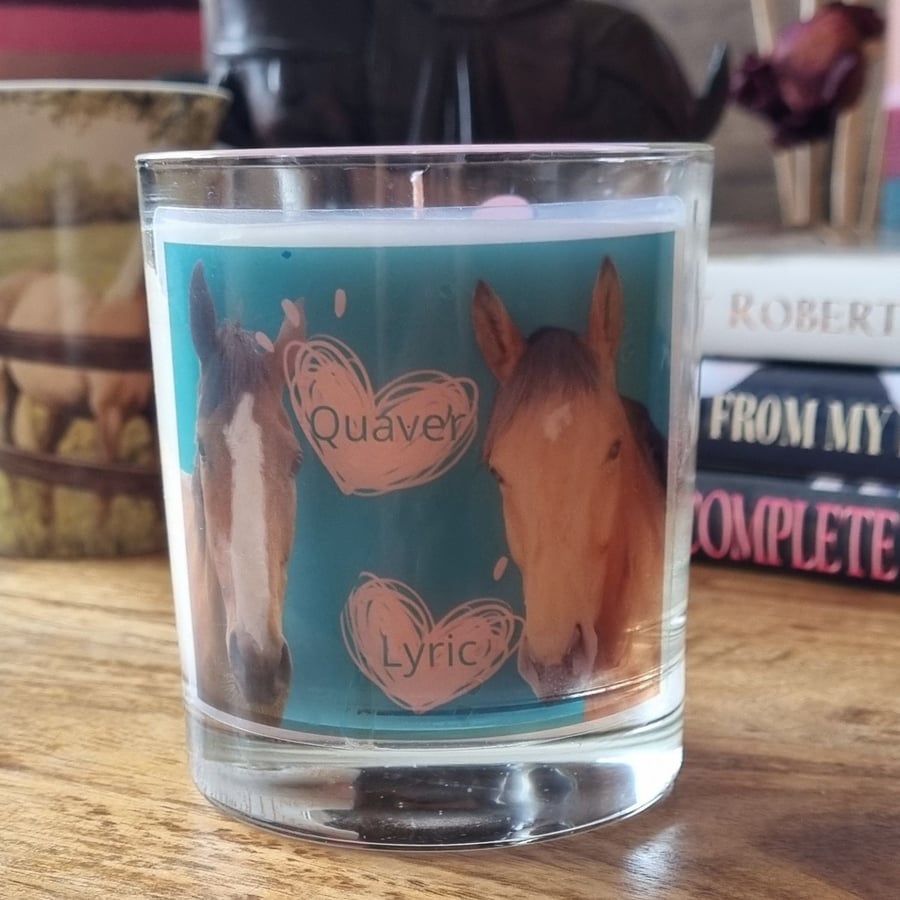 Scented Candle in Glass Quaver and Lyric Horse Design 30cl Soy Wax Gift