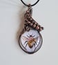 Bumblebee Bee Insect Glass Copper Pendant Necklace Gift Unique Jewellery Jewelry