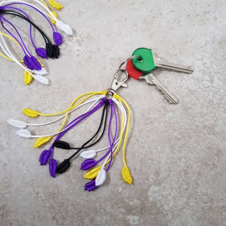 Nonbinary Keyring, Non binary flag keychain, Enby Pride bag charm