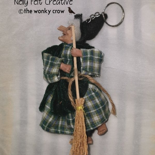 Witch and Broomstick bag charm keyring last one in stock