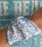 Blue fabric bracelet, wrist covering for work, floral tattoo wrist cover up - Image 4