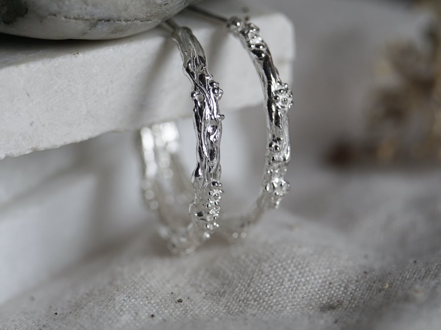 Large Ancient Oak lichen Hoop Earrings