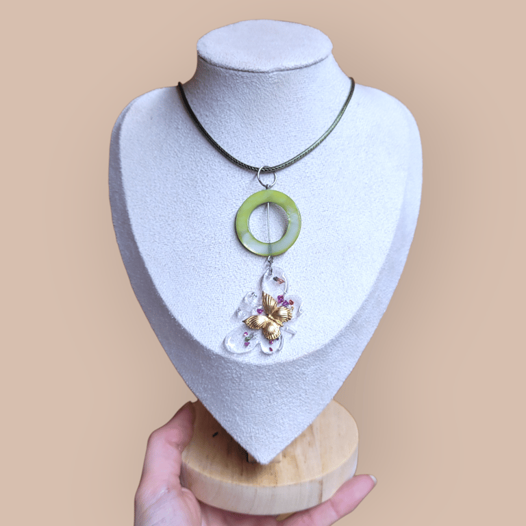 Butterfly Resin Pendant Necklace 