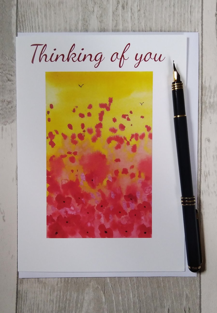Sympathy card. Thinking of you card. Poppy Fields card.