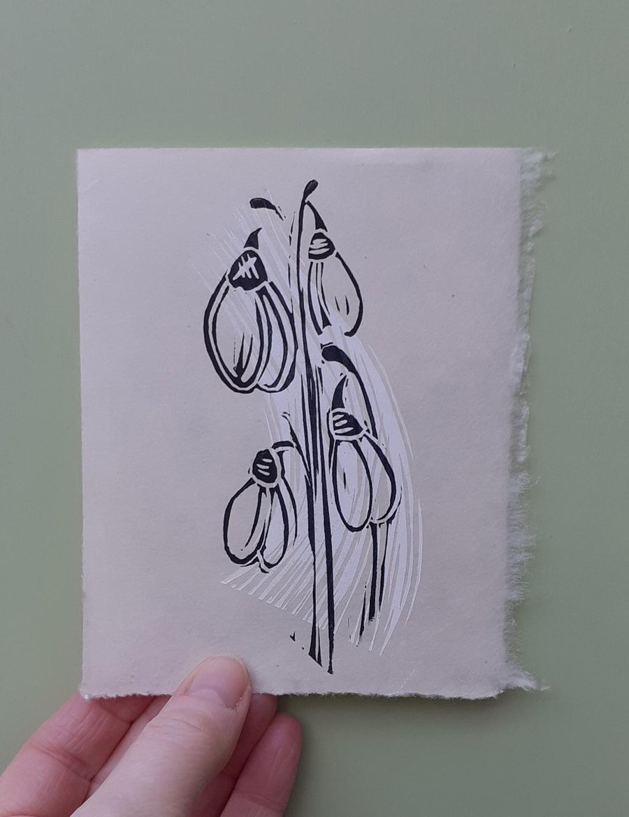 'Mini Snowdrops' Lino Print