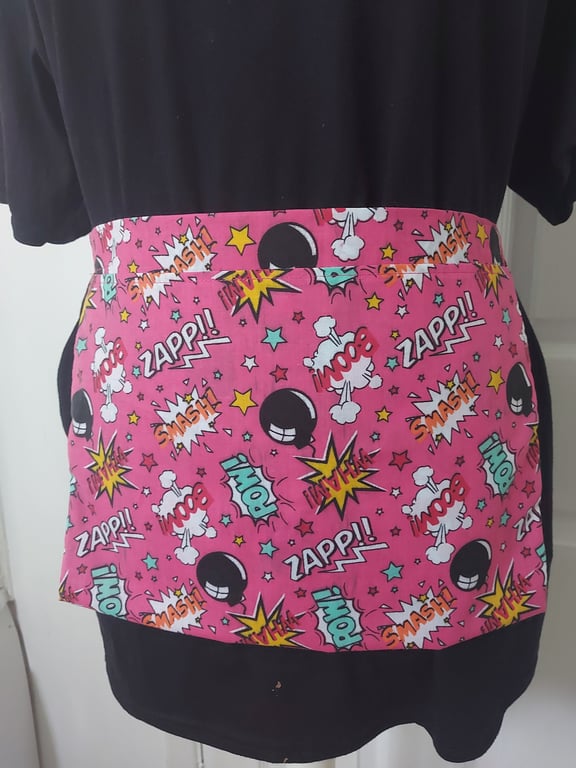 Fabric peg apronpinny handmade wearable peg bag retro comic book word fabric bri