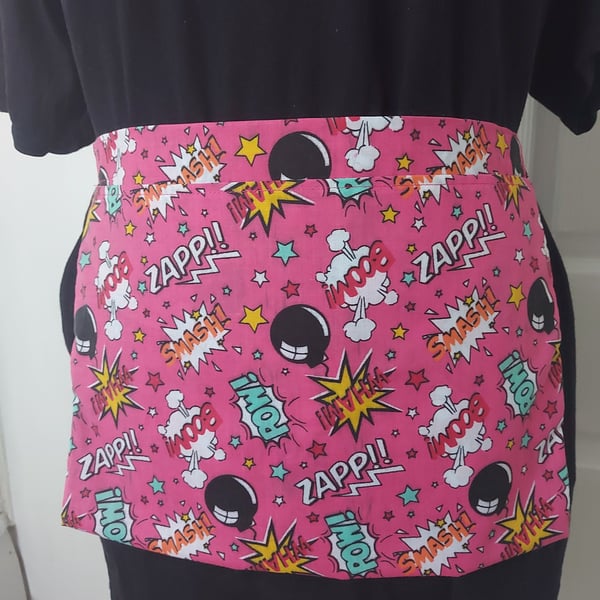 Fabric peg apronpinny handmade wearable peg bag retro comic book word fabric bri