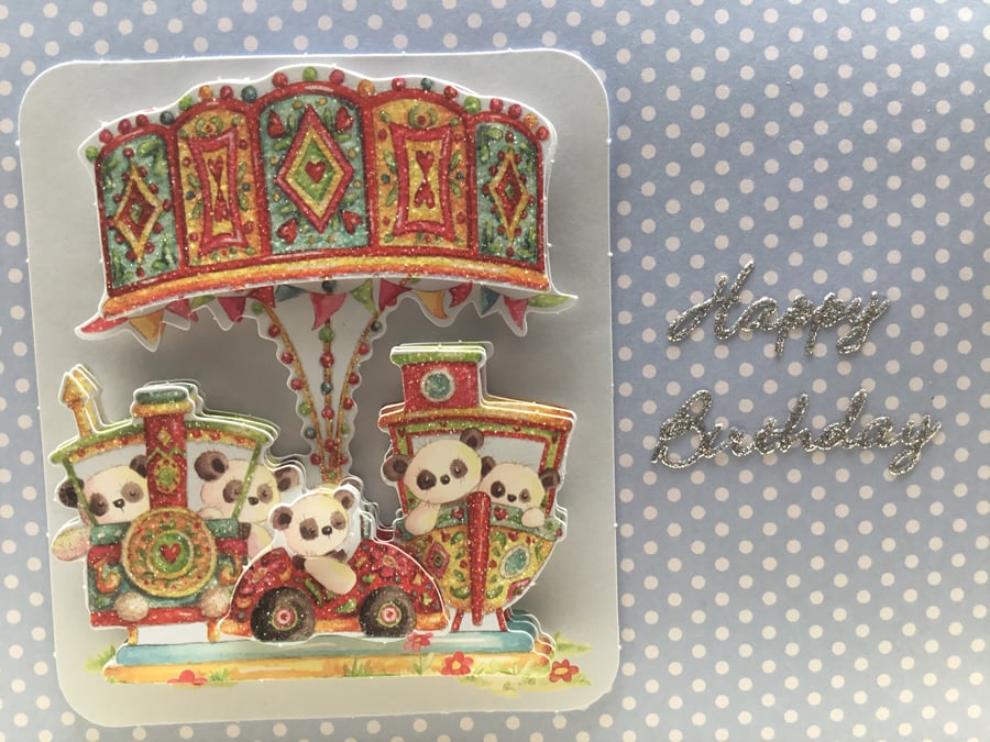  Handmade fairground ride decoupage Birthday card 