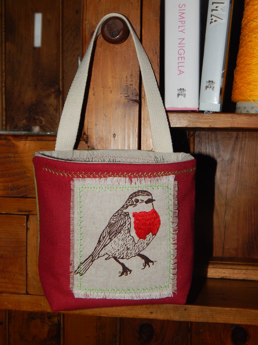 Robin -Screen printed fabric basket 