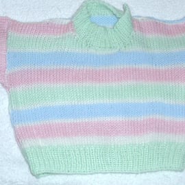 Hand knitted pastel striped jumper for 6 month baby