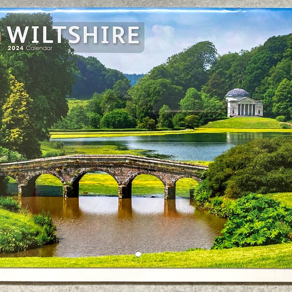 2024 A4 Wall Calendar Wiltshire landscapes iconic views English countryside UK