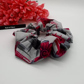 Scrunchie made using a light grey and pink pattern fabric.  3 for 2 offer. 