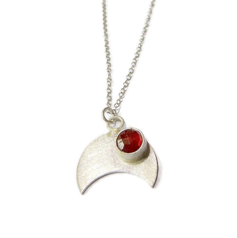 sterling silver and hessonite garnet handmade pendant, unique gemstone jewellery
