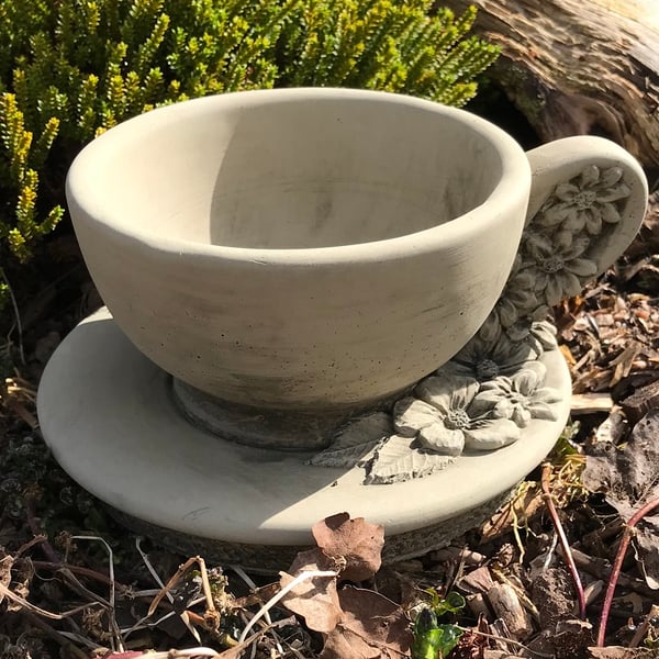 Tea Cup and Saucer Planter Stone Garden Ornament