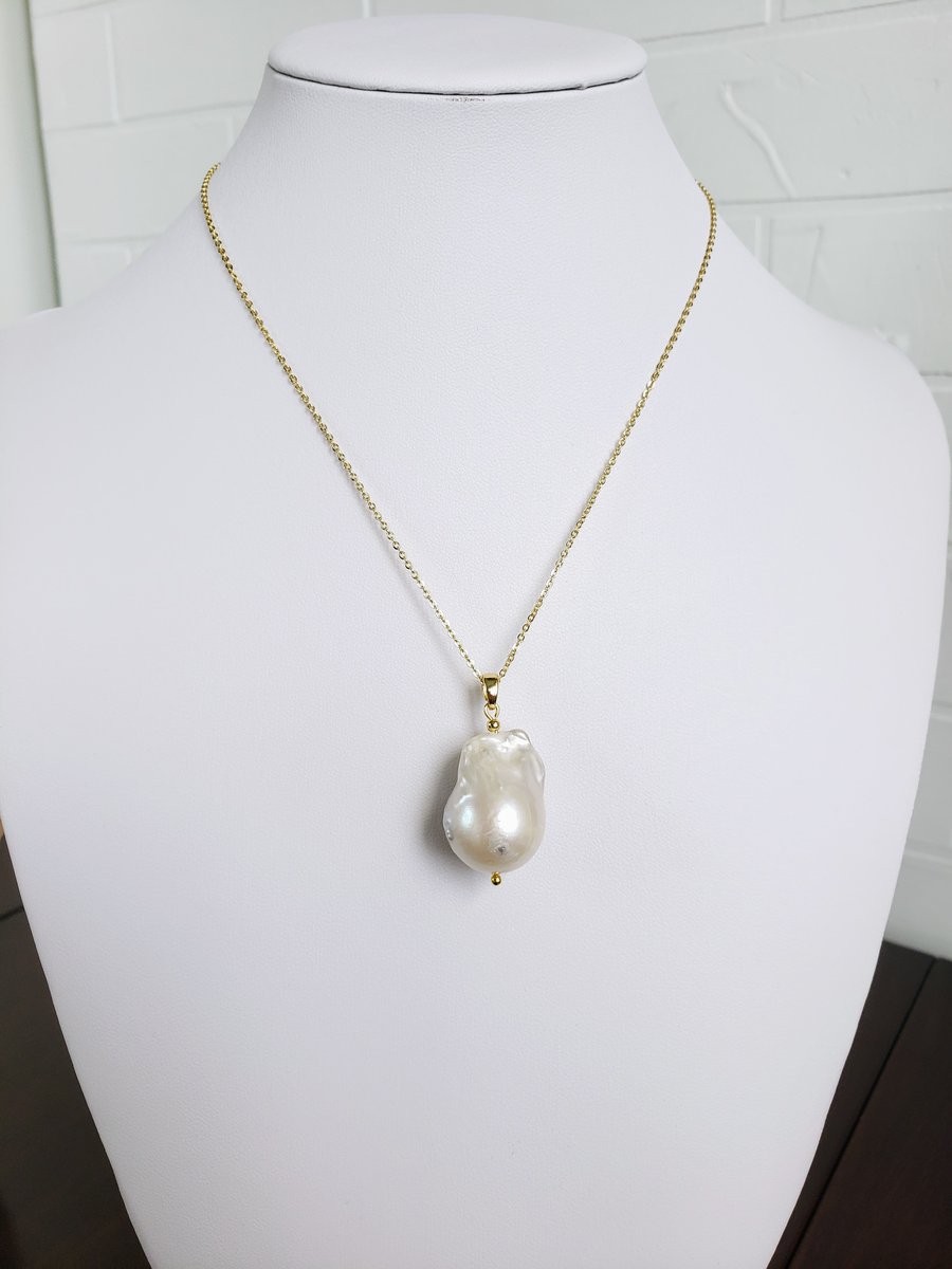 Pearl Necklace Large Baroque Pearl Necklace Bridesmaid Wedding Gift For Her